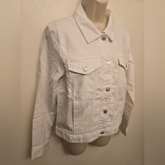 NWT Mango Ladies Cropped White Denim Jacket - Picture 2 of 4